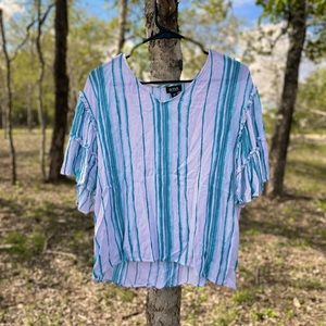 A.N.A Teal & White Blouse